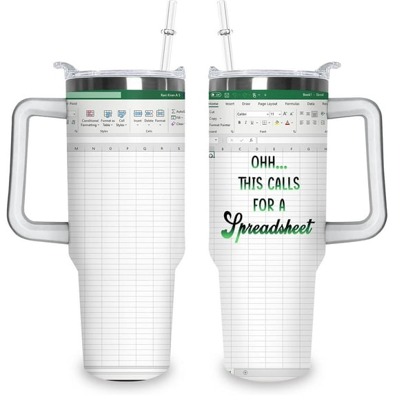 Excel Tumbler 40Oz with Handle and Straw Office Mug Accountant Funny Cug Gifts for Boss CPA, CFO, Coworkers, Men, Women, Accounting Graduation