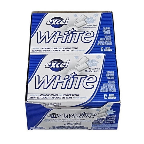 Excel White Sugar-Free Gum, Winterfresh, 12 Count