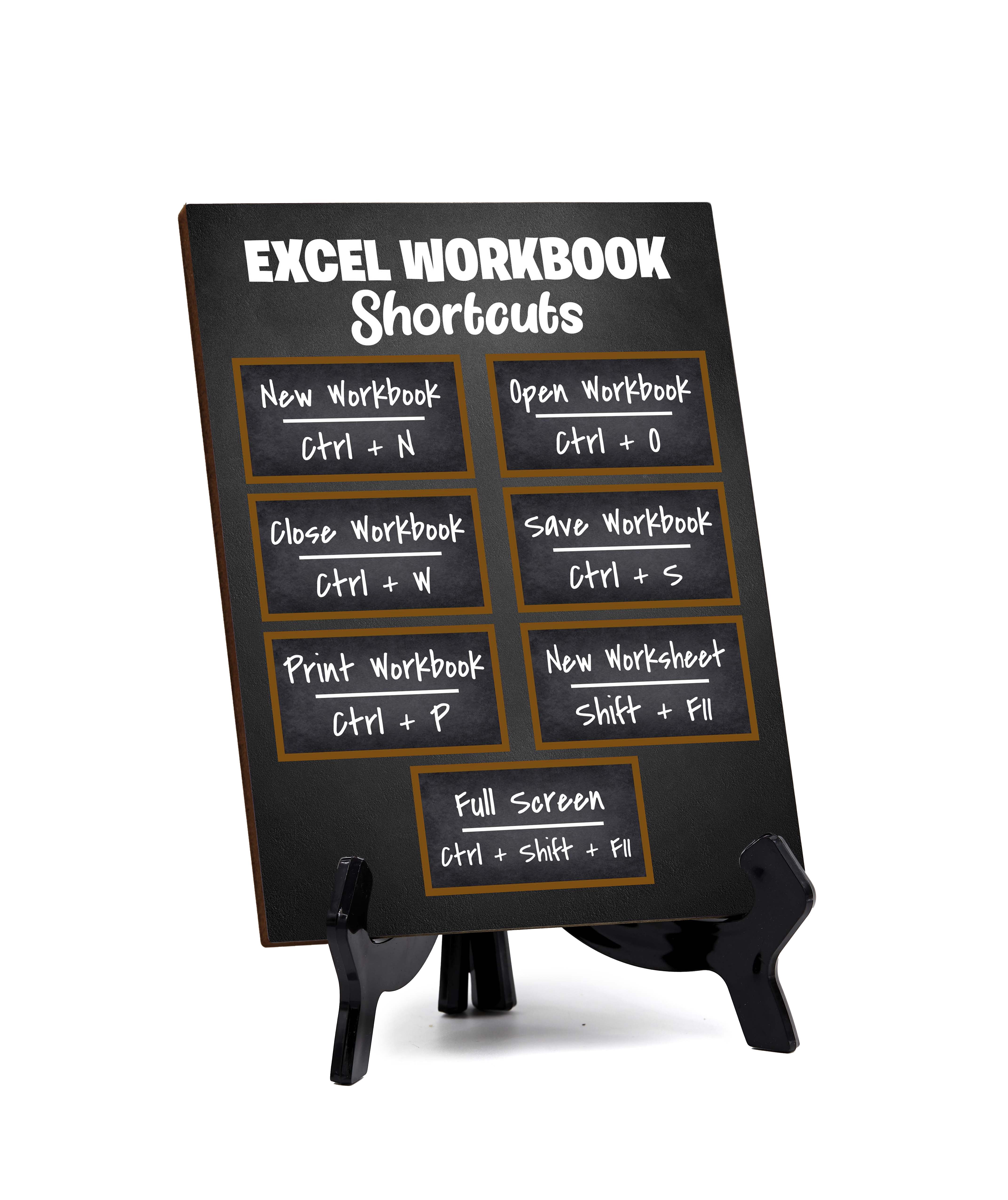Excel shortcuts guide with stand.