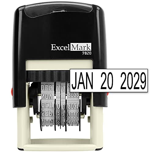 ExcelMark 7820 Self-Inking Rubber Date Stamp ? Great for Shipping, Receiving, Expiration and Due Dates (Black Ink)