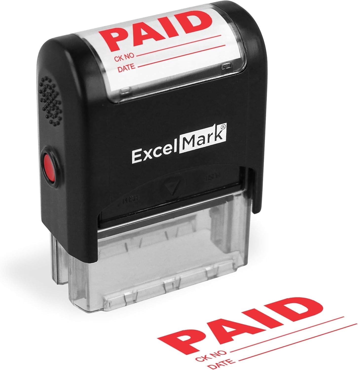 ExcelMark Paid with Check and Date - Self-Inking Rubber Stamp - A1539 Red Ink