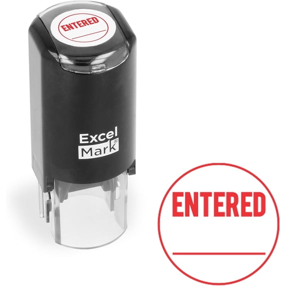 ExcelMark ENTERED Self-Inking Rubber Stamp - (A-17-Red Ink)