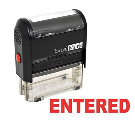 ExcelMark ENTERED Self-Inking Rubber Stamp - (A1539-Red Ink)
