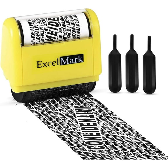 ExcelMark Rolling Identity Theft Guard Stamp (ID Theft Stamp with Refill Ink)