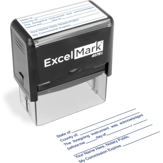 ExcelMark Notary Acknowledgement Stamp - Blue Ink