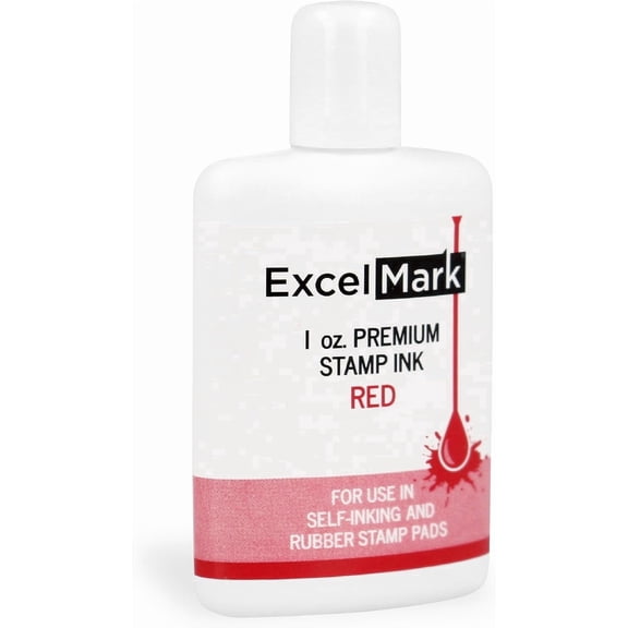 ExcelMark Premium Self-Inking Stamp Refill Ink - 1 oz. (Red)
