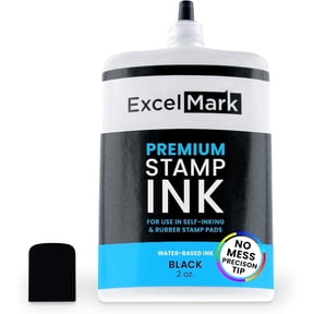 ExcelMark Stamp Ink – Ink Refill for Stamp Pads & Self-Inking Stamps - No Mess Precision Tip - Easy Re-Inking - Perfect for Crisp, Clear Impressions - 2 oz. - Black Ink