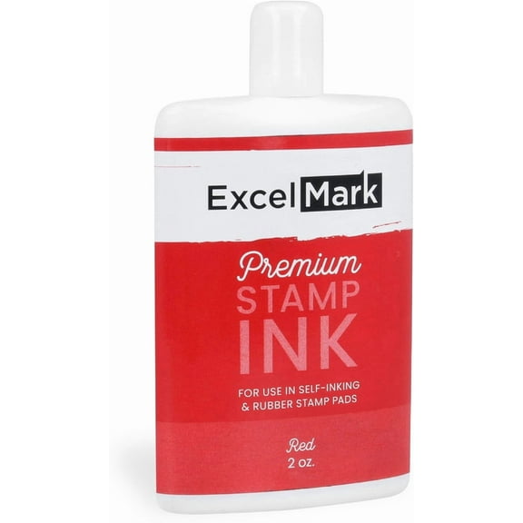 ExcelMark Self Inking Stamp Refill Ink - 2 oz. - Red Ink