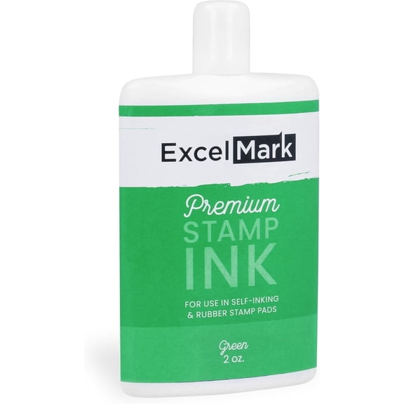 ExcelMark Premium Stamp Refill Ink, Green, 2 Ounce Bottle