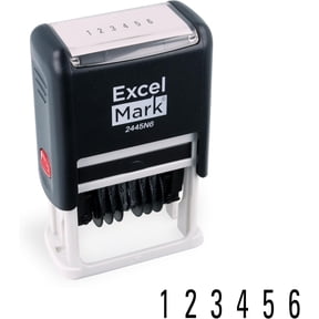 ExcelMark Self-Inking Rubber 6 Digit Number Stamp, Black Ink