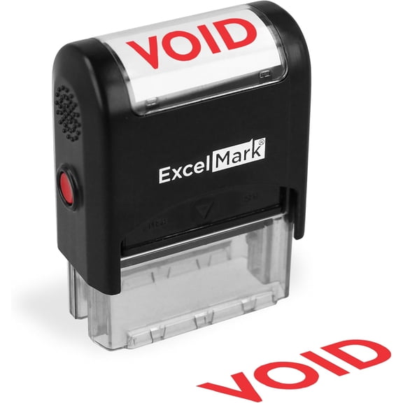 ExcelMark VOID Self-Inking Rubber Stamp, Double-Sided Ink Pad, Red Ink