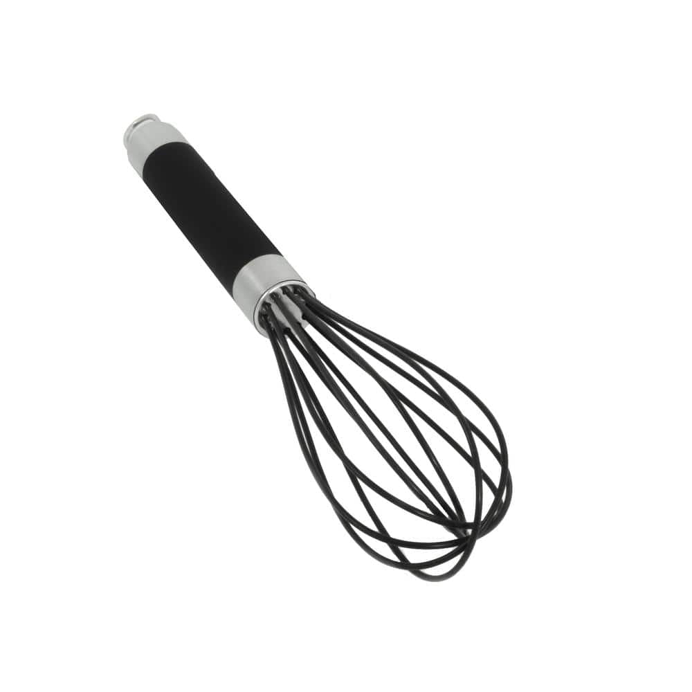 11" Black Silicone Balloon Whisk with Stainless Steel Handle