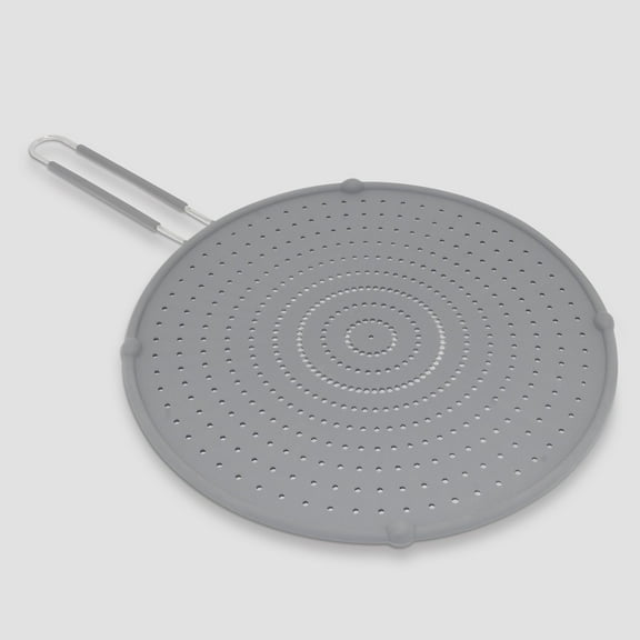 ExcelSteel - 13" Silicone Splatter Screen w/ Non-slip Grip, Gray