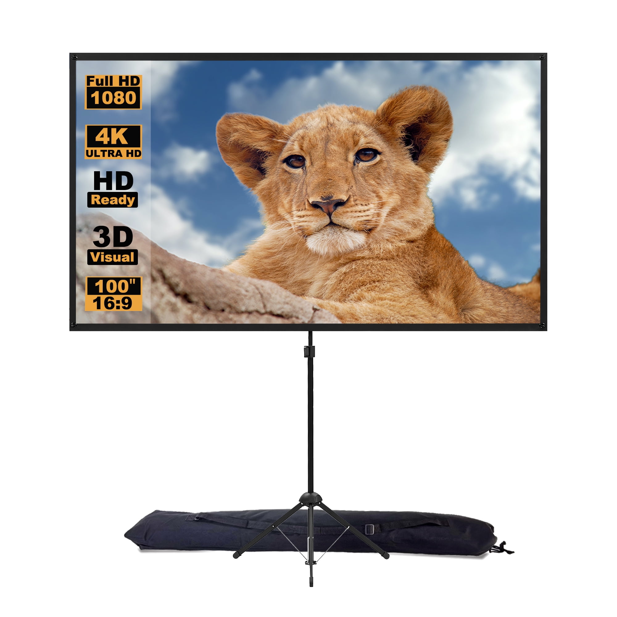 excelimage プロジェクタースクリーン 100インチ Excelimage 100 Inch Projector Screen with Stand, Indoor