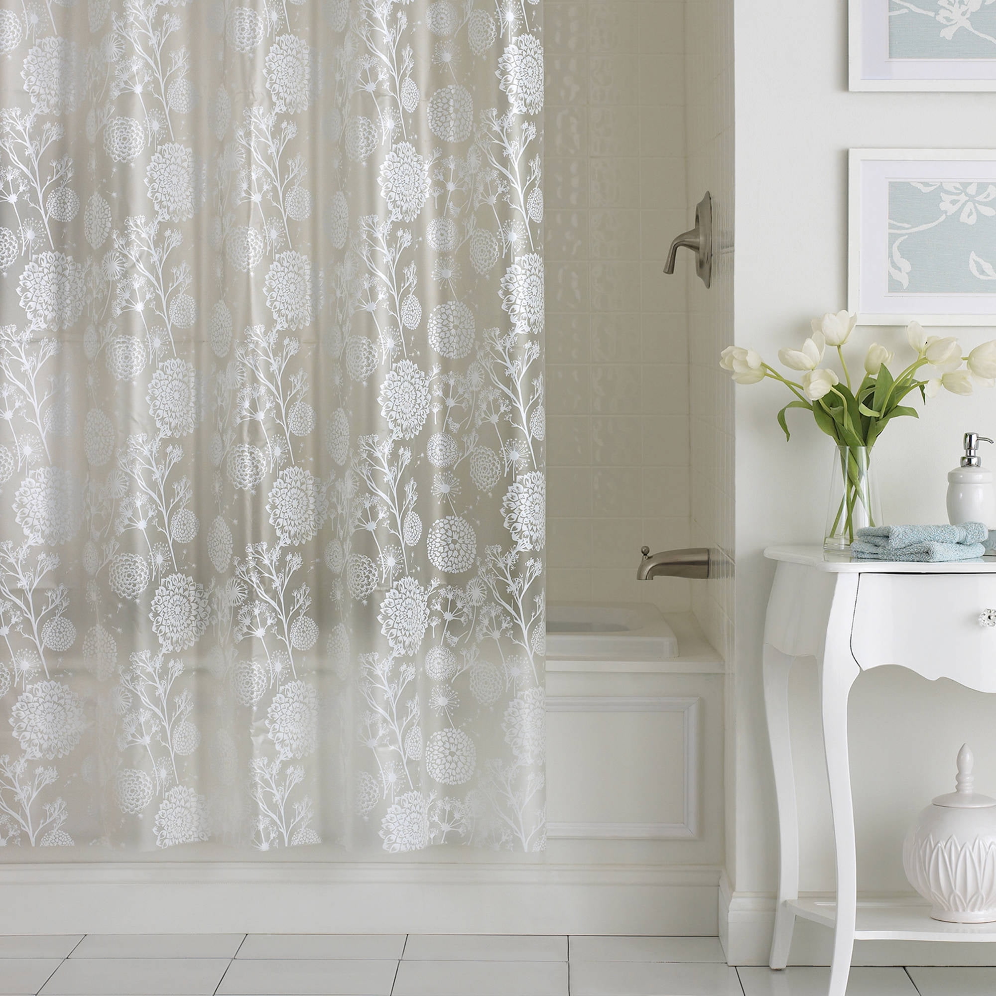 Excell Allegra PEVA Shower Curtain, White