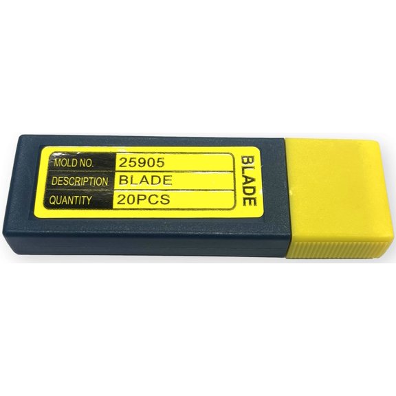 Excell BXB25905-20 Replacement Blades (Set of 20) For the Excell SD-259 Stretch Film Cutter; Packaged in Blue Plastic Box with Yellow Cap; Blade Dimensions 1.673x0.837x0.013 Inches (42.5 x 21 x 0.
