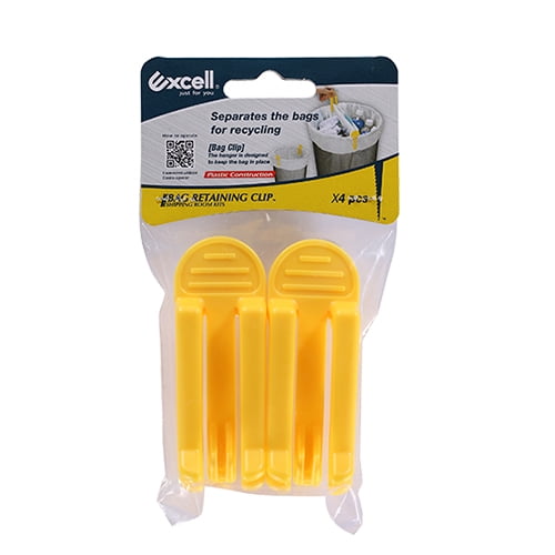 Excell Bag Retaining Clips (HP-23741YL): 4-pack (Yellow)
