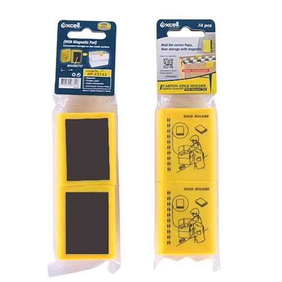 Excell Carton Edge Holder with Magnetic Pad (HP-23711MY): 4-piece pack (Yellow)