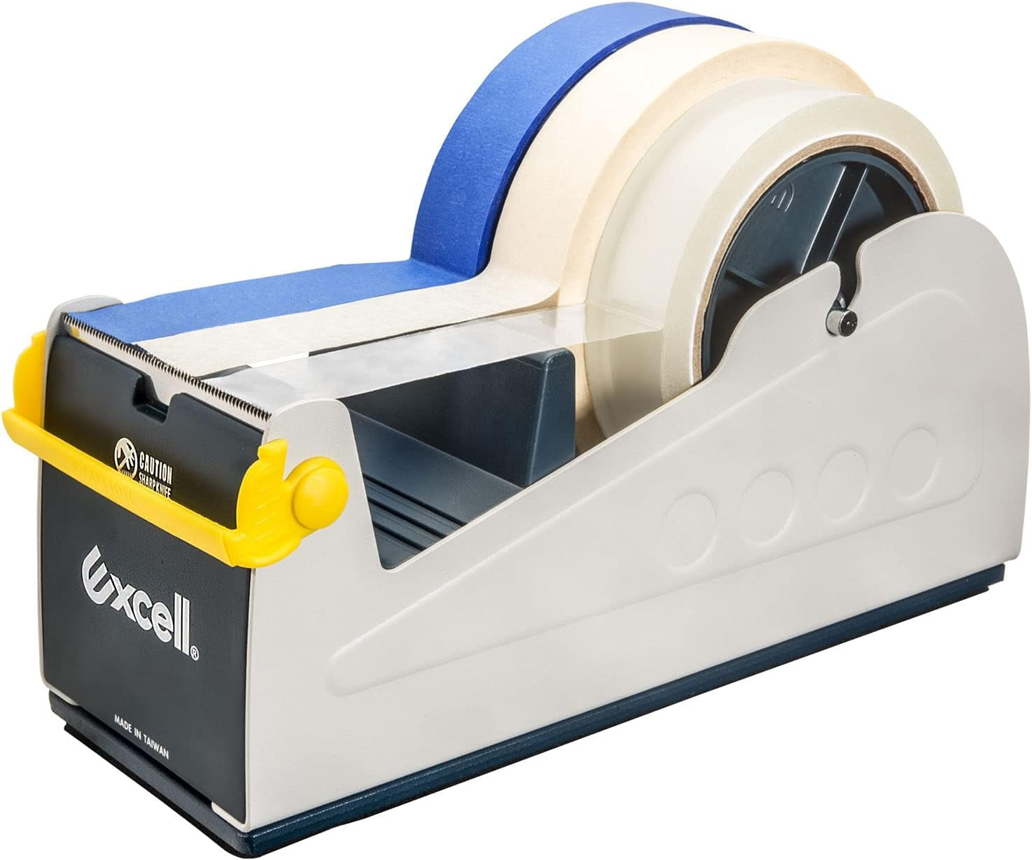 Excell Heavy Duty Steel Desk Tape Dispenser (3" Wide) with Safety Blade Cover, Desk Top Dispenser for Home,Office, Shop, Retail Store and Warehouse Wrapping Purpose (3 Inch)