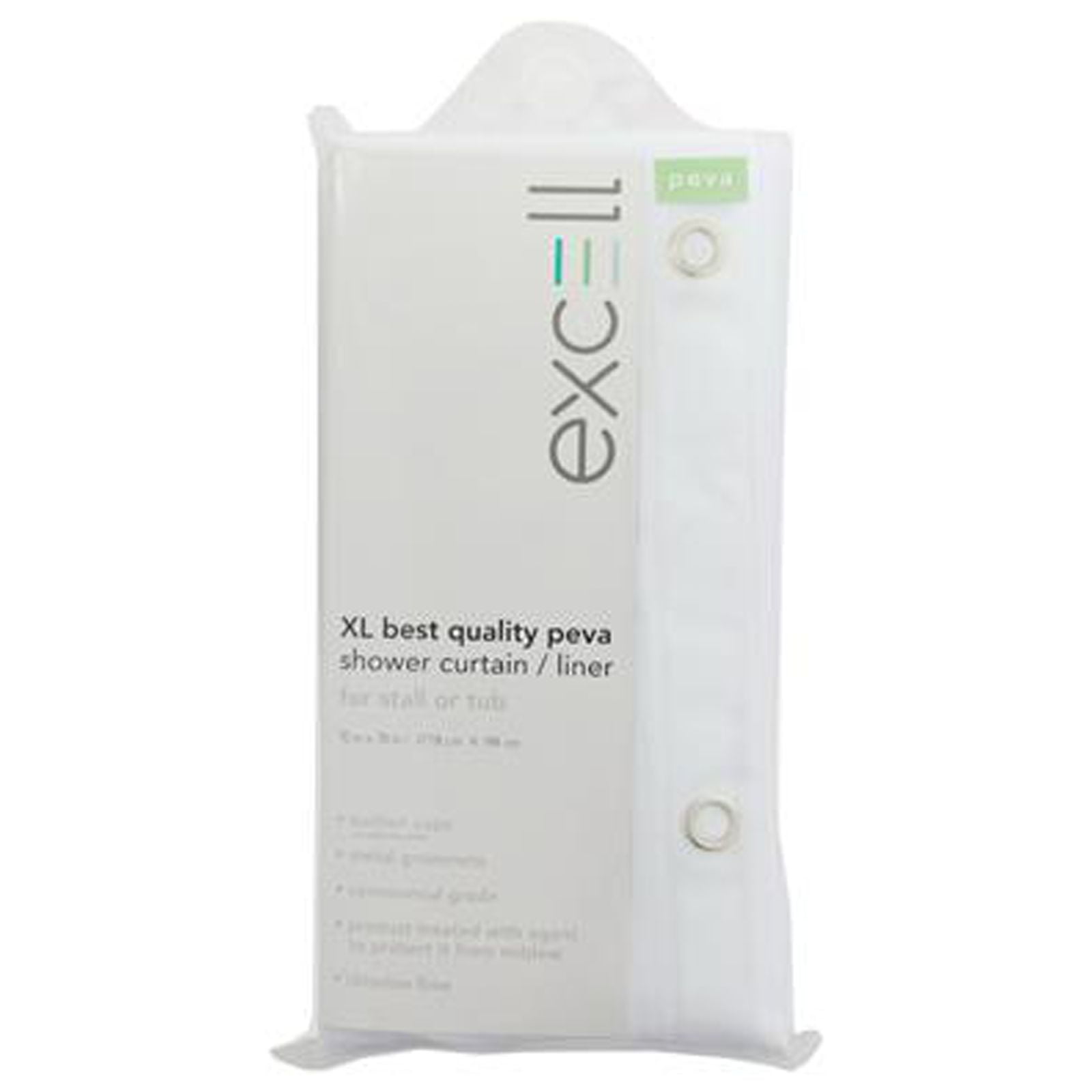 Excell Heavy Weight Peva Xtralong 78", Shower Liner, White