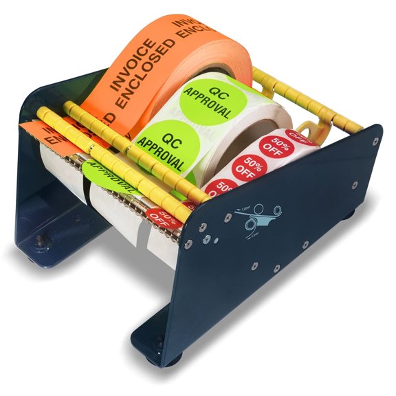 Excell LD-618 Manual Metal Tabletop Label Dispenser, 6" Wide Sticker Roll Holder
