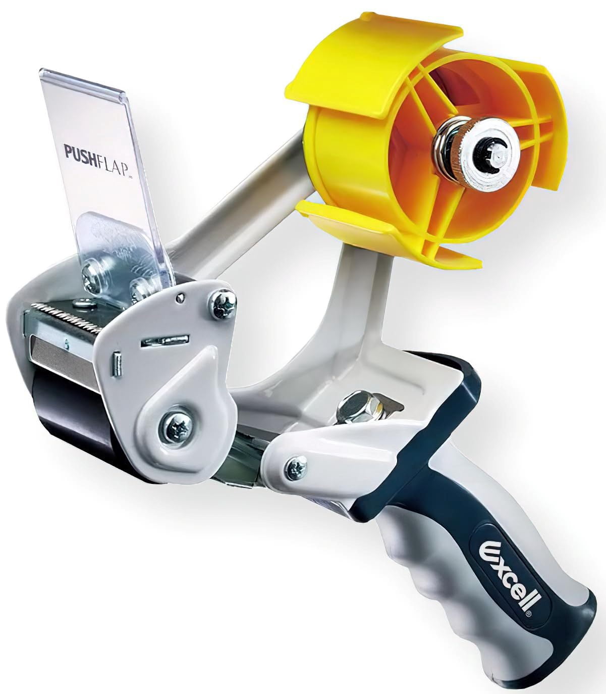 Excell PUSHFLAP 2-Inch Packing Tape Dispenser with 2 Rolls – Tape Gun for Box Sealing, Carton Sealing, and Packaging