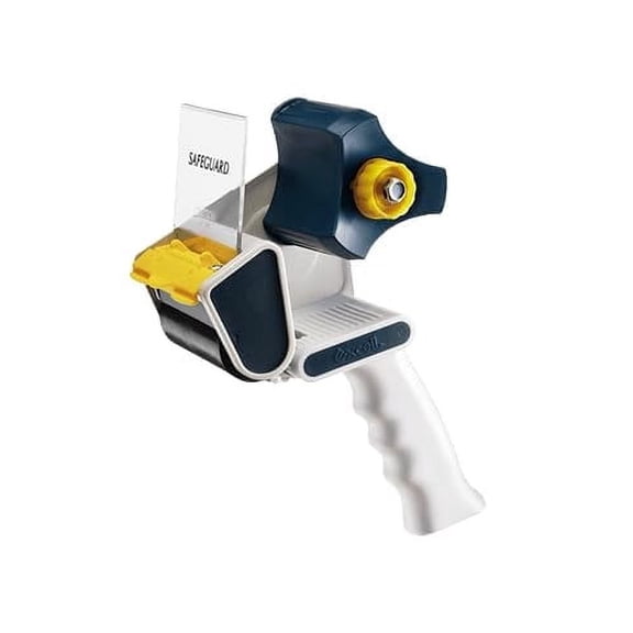 Excell Safeguard Packing Tape Dispenser (3" Wide): Retractable Blade Cover for Safety, Push Flap for Smooth Cutting, and one-Hand use. Ideal for Shipping and Carton Sealing.