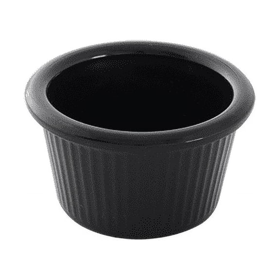 Excellante 1-1/2 oz., 2-1/2" Fluted Ramekin, Black, Plastic, Comes in Dozen