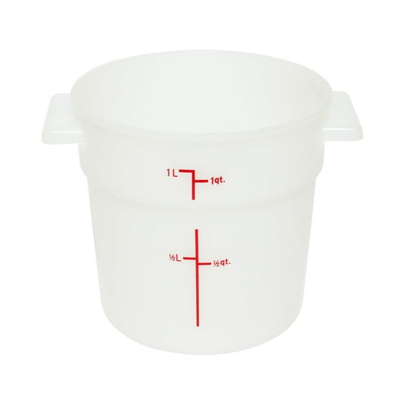 Excellante 1 quart round food storage container, pp, white, NSF certified, comes in each
