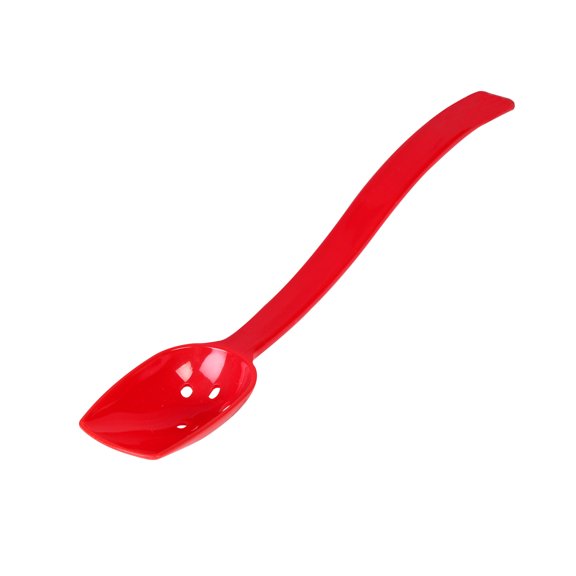 Excellante 10" 0.75 oz perforated polycarbonate buffet spoon, red color, comes in dozen