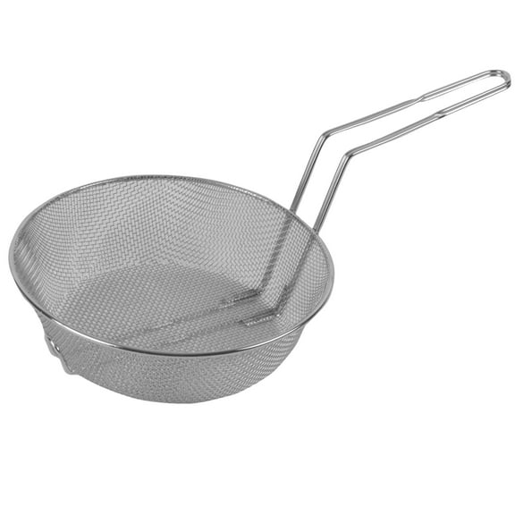 Excellante 10" round nickel plated culinary basket, medium mesh, comes in each