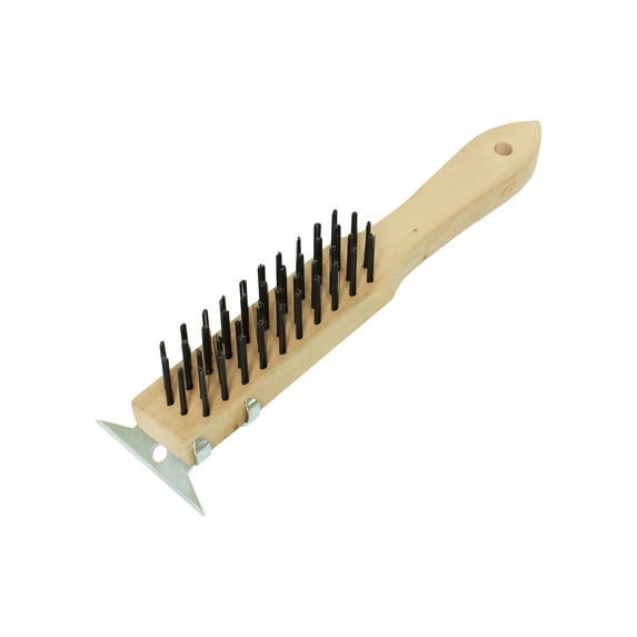 Excellante 11" heavy duty wire brush with scraper, comes in each