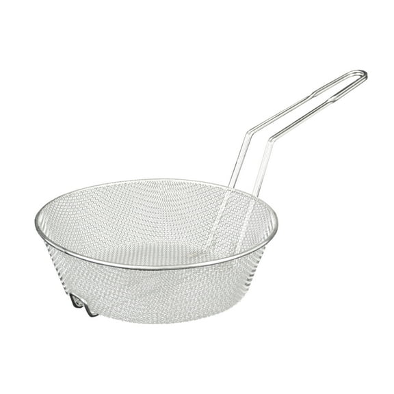 Excellante 12" round nickel plated culinary basket, medium mesh, comes in each