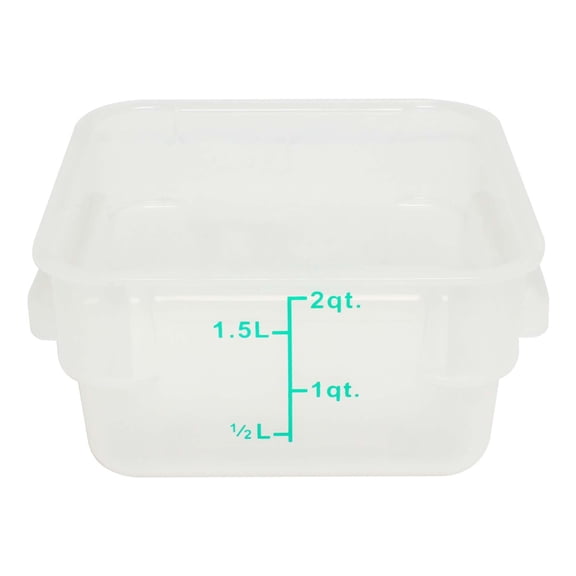 Excellante 2 quart plastic square food storage containers, translucent, NSF certified, comes in each