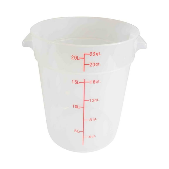 Excellante 22 quart round food storage container, pp, translucent, NSF certified, comes in each