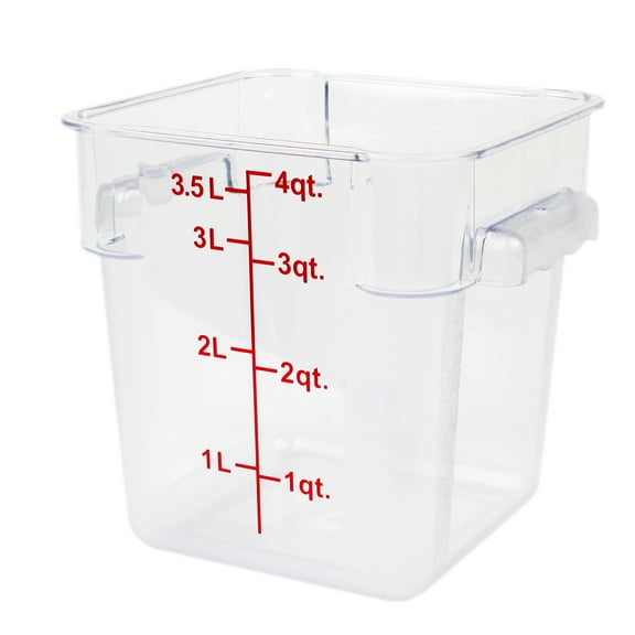 Excellante 4 quart polycarbonate square food storage containers - clear, NSF certified, comes in each
