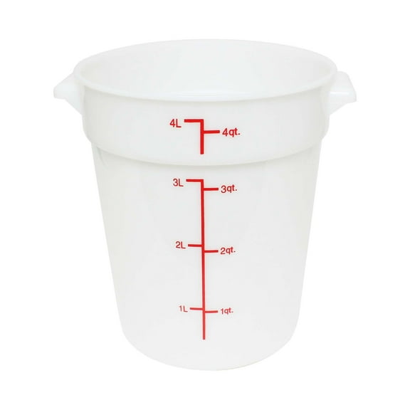 Excellante 4 quart round food storage container, pp, white, NSF certified, comes in each