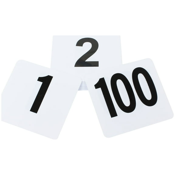Excellante 4" x 4" plastics table numbers 1-100, comes in 100 numbers