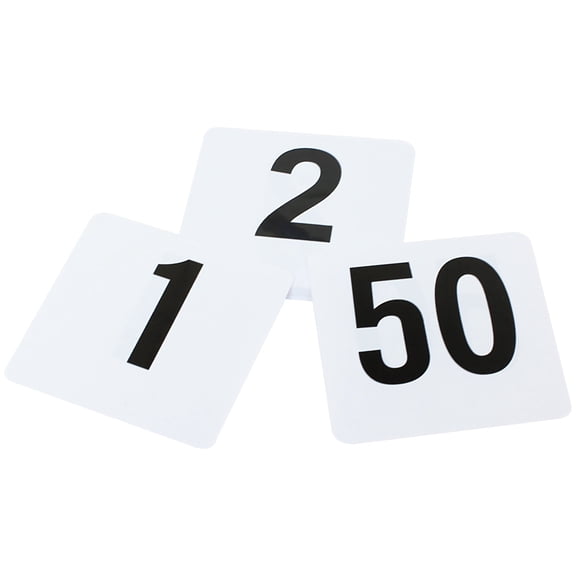 Excellante 4" x 4" plastics table numbers 1-50, comes in 50 numbers
