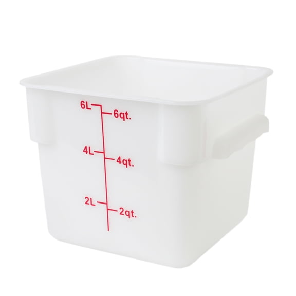 Excellante 6 quart plastic square food storage containers - white, NSF certified, comes in each
