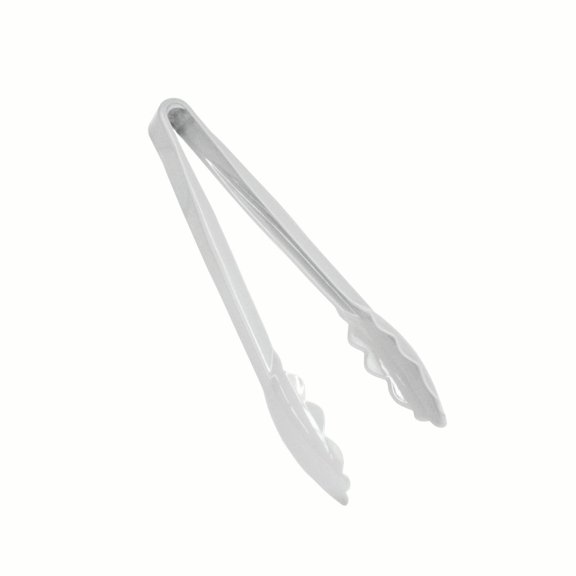 Excellante 6" scallop grip tong, polycarbonate, white color, comes in each