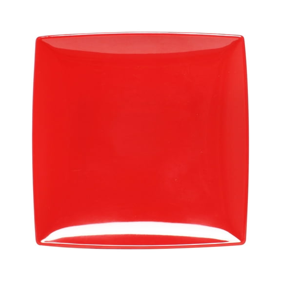 Excellante 7 1/4" Square Plate, 1/2" Deep, Pure Red Extra Heavy Weight Melamine Dinnerware Collection, Comes in Dozen