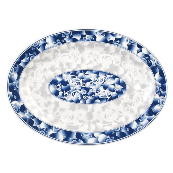 Excellante Blue Dragon Melamine Dinnerware Collection 8" x 6" Platter, Comes in Dozen