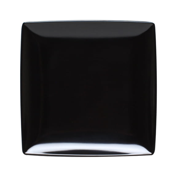 Excellante Classic Black Extra Heavy Weight Melamine Dinnerware Collection 7 1/4" Square Plate, 1/2" Deep, Comes in Dozen