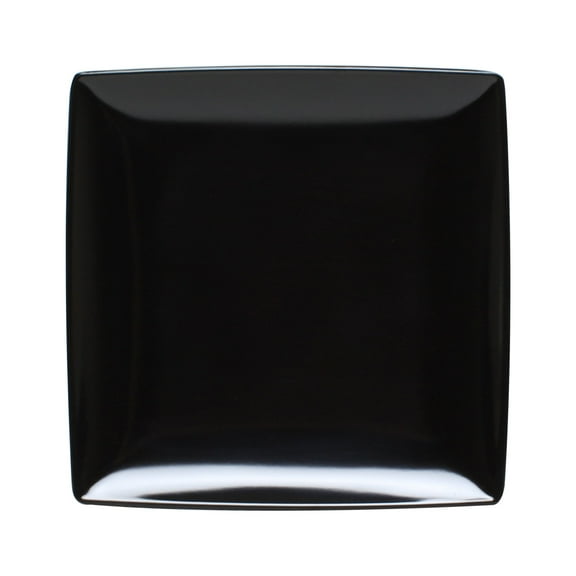 Excellante Classic Black Extra Heavy Weight Melamine Dinnerware Collection 9" Square Plate, 1" Deep, Comes in Dozen
