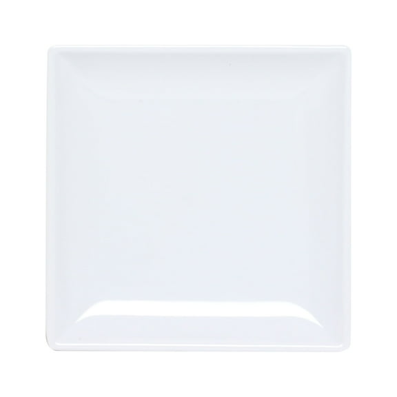 Excellante Classic White Extra Heavy Weight Melamine Dinnerware Collection 4 1/2" Square Plate, 1/2" Deep, Comes in Dozen