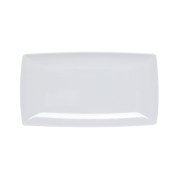 Excellante Classic white extra heavy weight melamine dinnerware collection 20" x 8" tray, 1 3/8" deep, comes in dozen