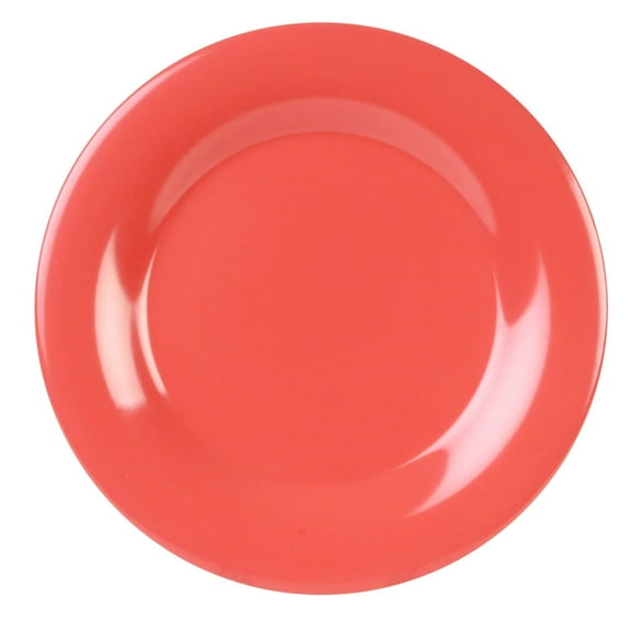 Excellante Color Orange Melamine Dinnerware Collection 12 Inch Wide Rim Round Plate, Comes in Dozen