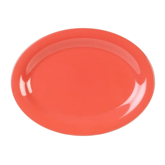 Excellante Color Orange Melamine Dinnerware Collection 9.5 x 7.25 inch Oval Platter, Comes in Dozen