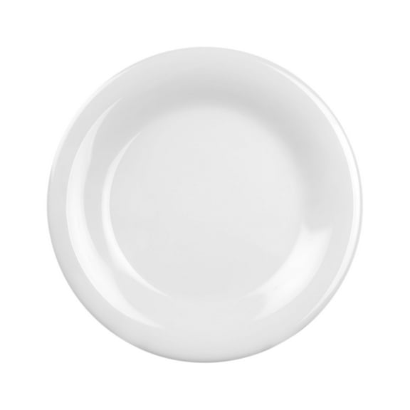 Excellante Color White Melamine Dinnerware Collection 6.5 Inch Wide Rim Round Plate, Comes in Dozen